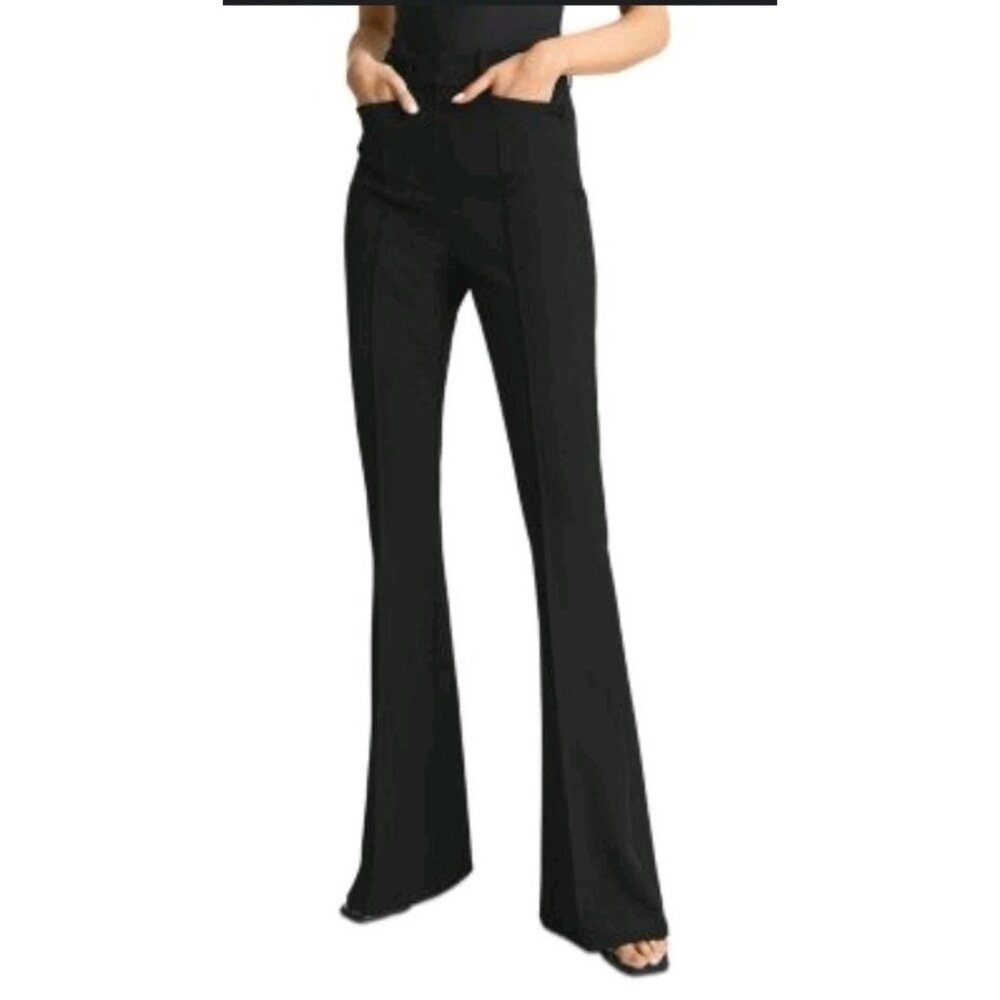 Reiss Womens Dylan High Rise Flared Trousers Black Size 12 Pockets Stretch